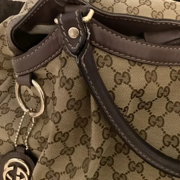 Vintage Authentic Larger GUCCI SUKEY Bag with lavender / purple trim RARE - Picture 11 of 16